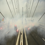 Action des cheminots sur le pont de Normandie le 12 juin 2018 photo n°19 