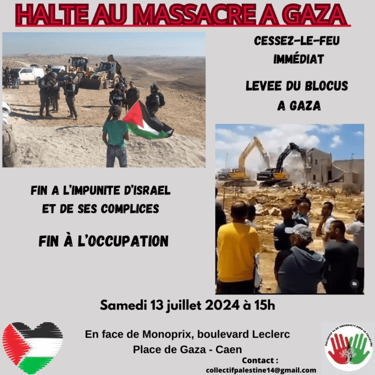 manifestation de soutien à la Palestine 13/07 15h place de Gaza