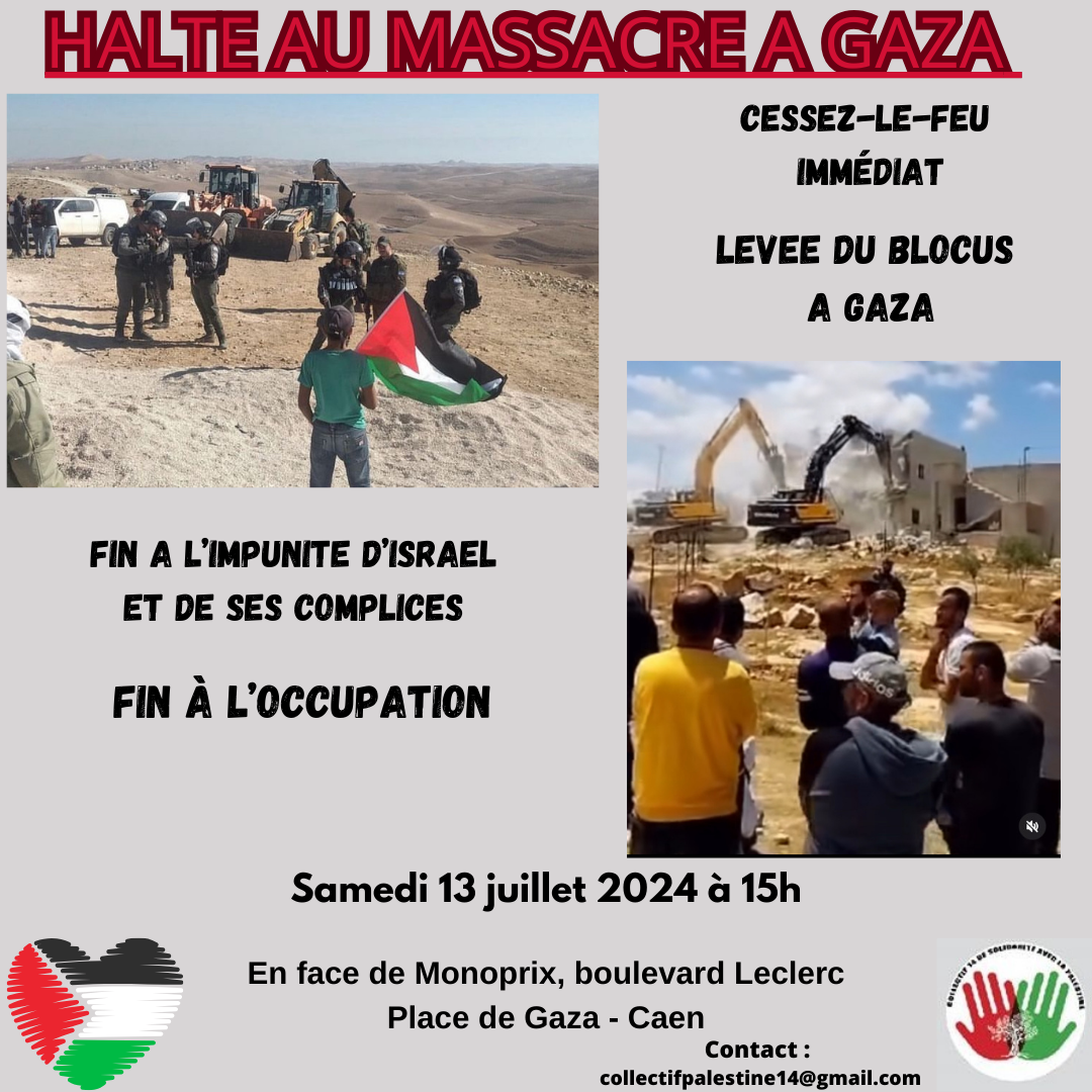 manifestation de soutien à la Palestine 13/07 15h place de Gaza