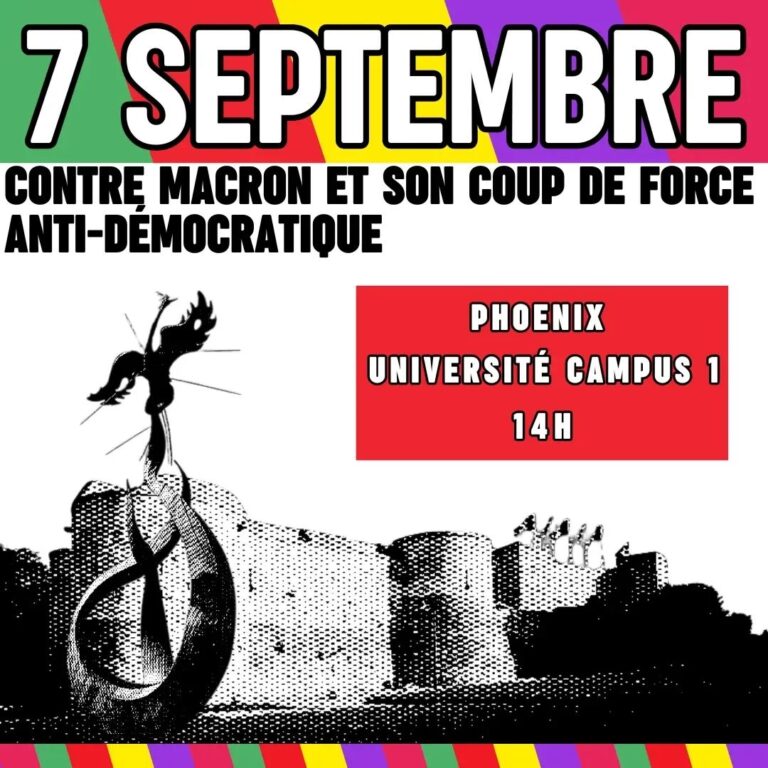 manifestation contre le coup de force de macron. 7 septembre 14h00 Université campus 1