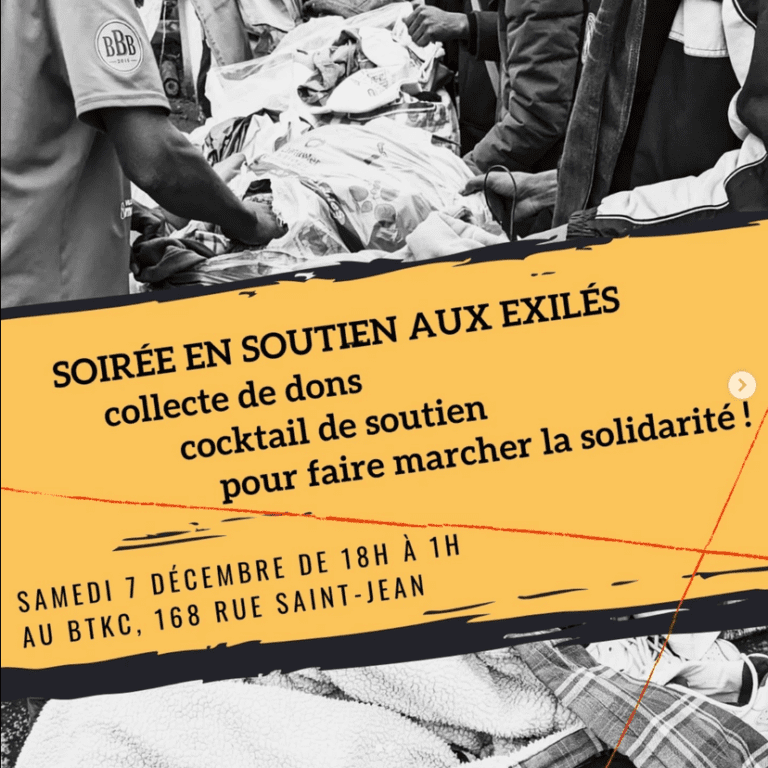 SOIRÉE EN SOUTIEN AUX EXILÉS. bar BTKC 7/12