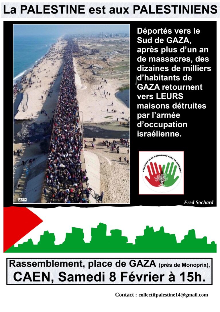 Manifestation en soutien à la Palestine 08/02 15h00 boulevard leclerc